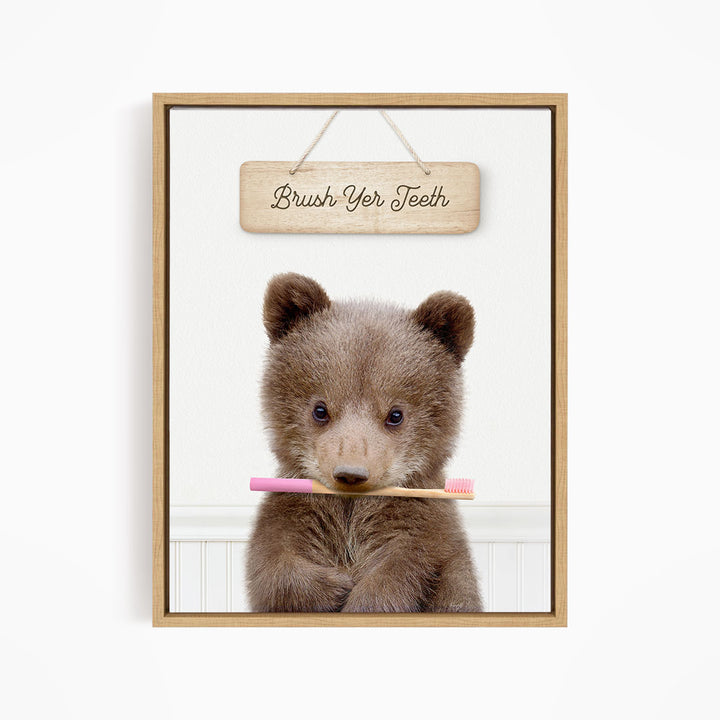 Bear Cub "Brush yer teeth" - Bathroom Cottage White