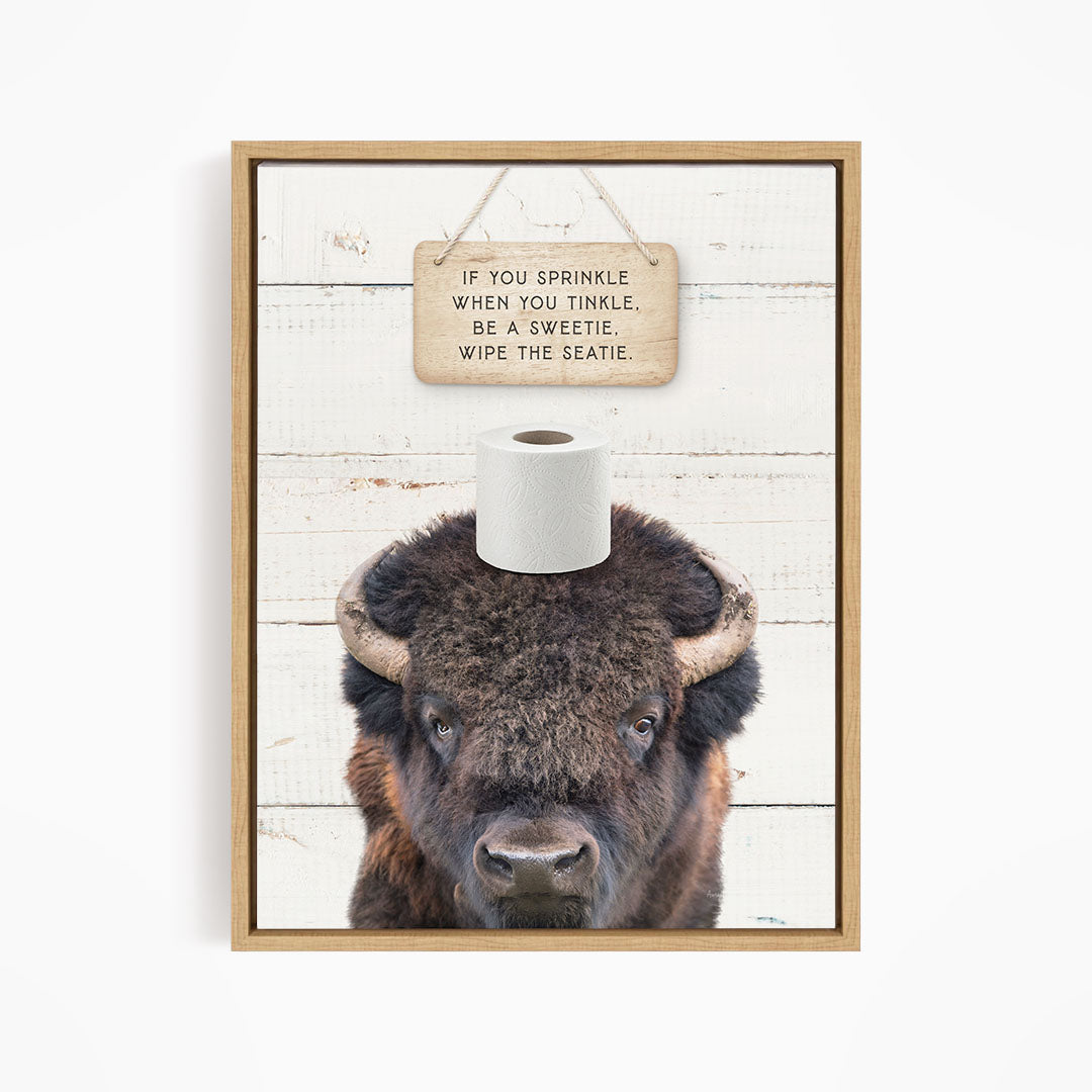 Bison "If you sprinkle when you tinkle..." - Bathroom Shiplap