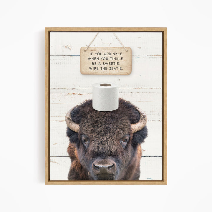 Bison "If you sprinkle when you tinkle..." - Bathroom Shiplap