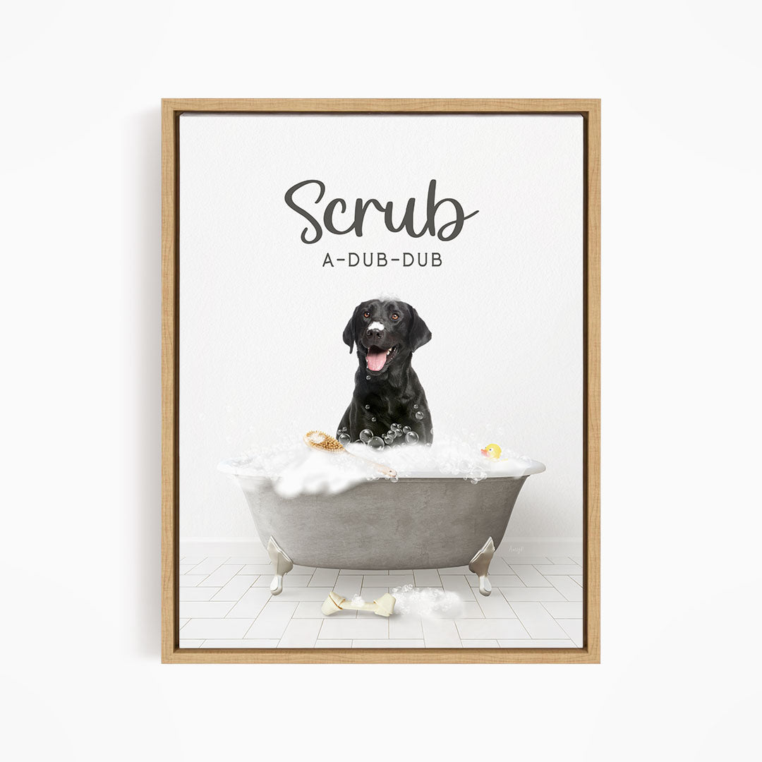 Black Lab Scrub A-Dub-Dub in Simple Gray Bath