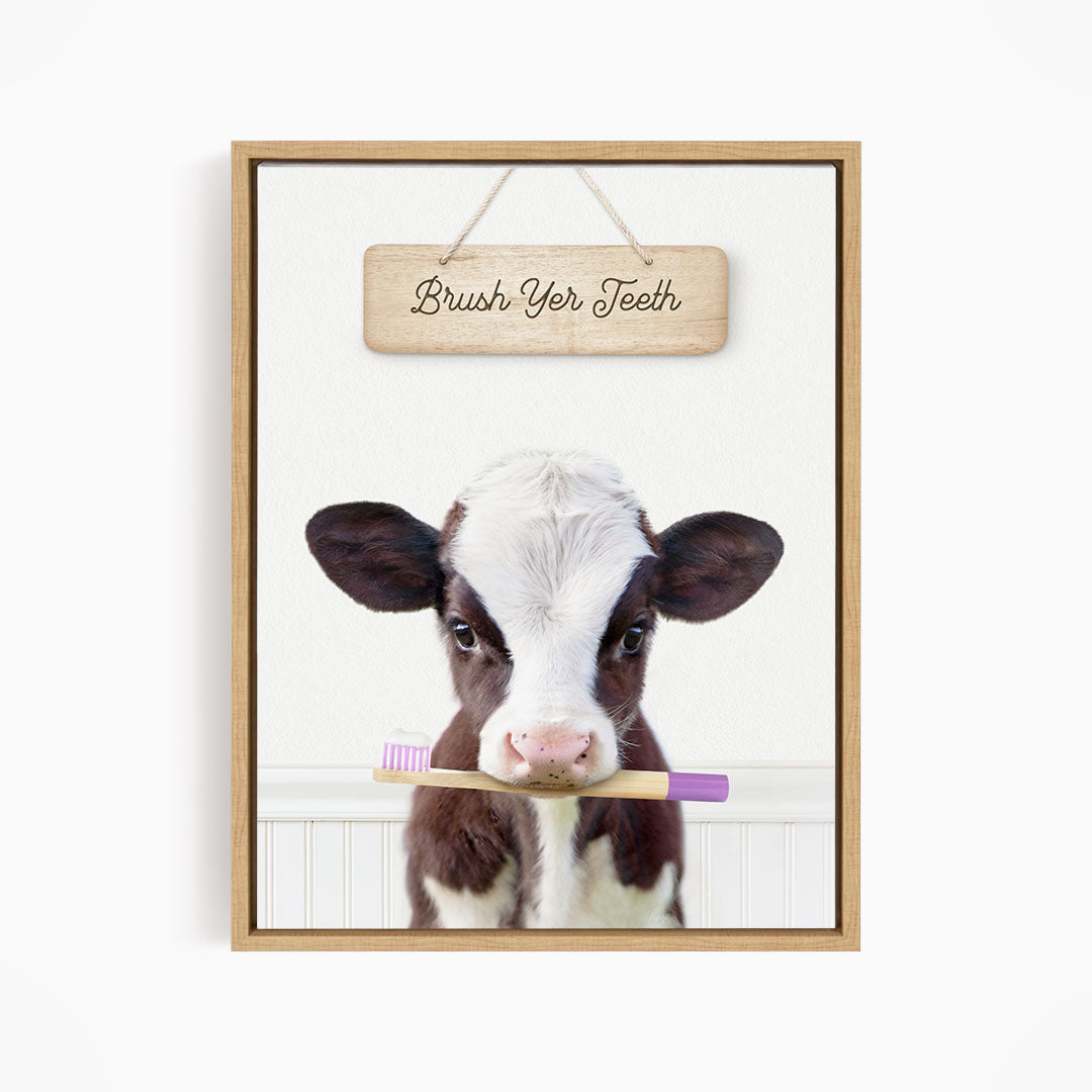Baby Cow "Brush yer teeth" - Bathroom Cottage White