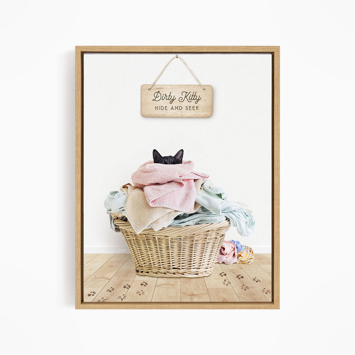 Dirty Kitty in Laundry Basket - Scandi Floor