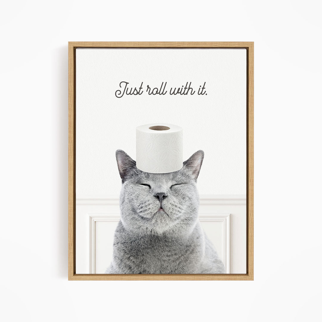 Cat "Just roll with it" - Bathroom Simple White