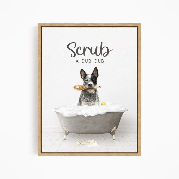 Cattle Dog Scrub A-Dub-Dub in Simple Gray Bath