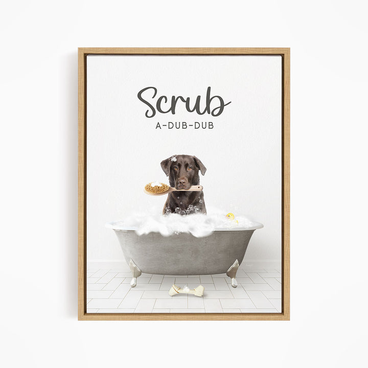 Chocolate Lab Scrub A-Dub-Dub in Simple Gray Bath