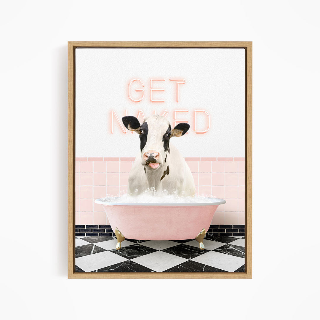 Holstein Cow in Retro Pink Bath