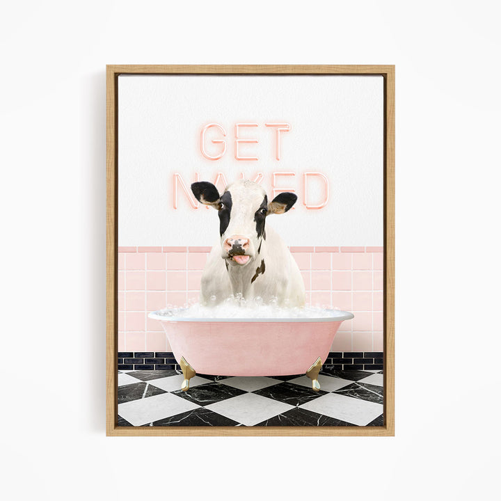 Holstein Cow in Retro Pink Bath