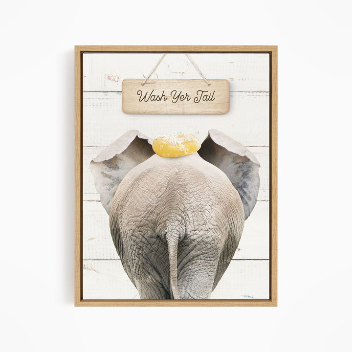Elephant "Wash yer tail" - Bathroom Shiplap