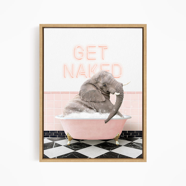 Young Elephant in Pink Get Naked Bath
