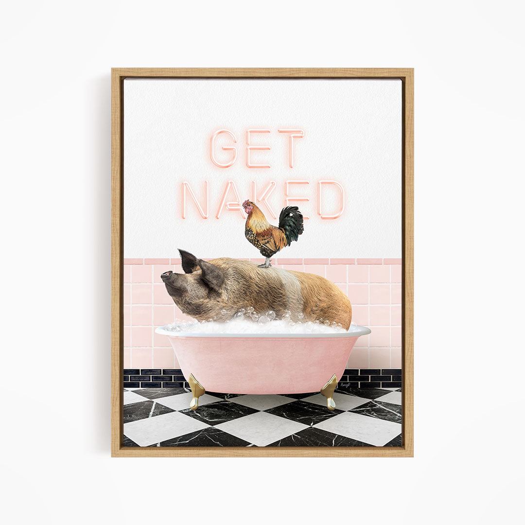 Hog and Rooster in Pink Get Naked Bath