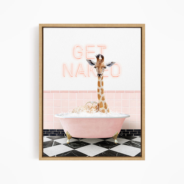 Giraffe in Pink Get Naked Bath