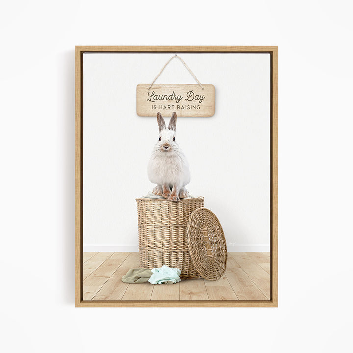 Snowshoe Hare on Laundry Basket - Scandi Floor