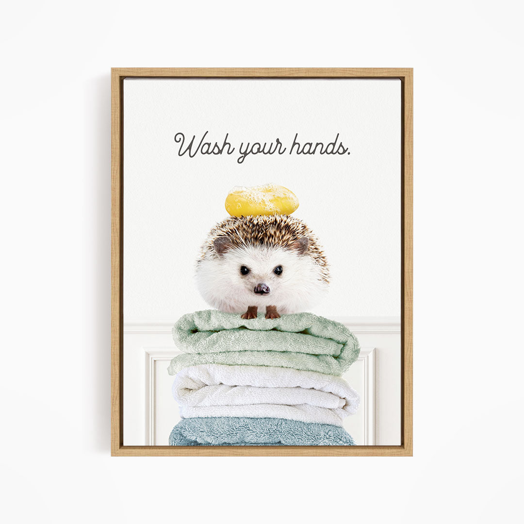 Hedgehog "Wash yer hands" - Bathroom Simple White