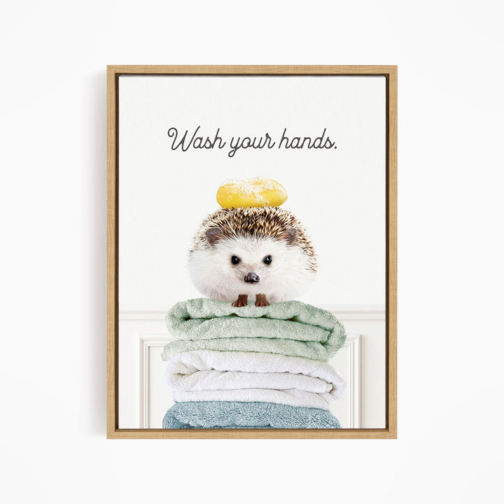 Hedgehog "Wash yer hands" - Bathroom Simple White