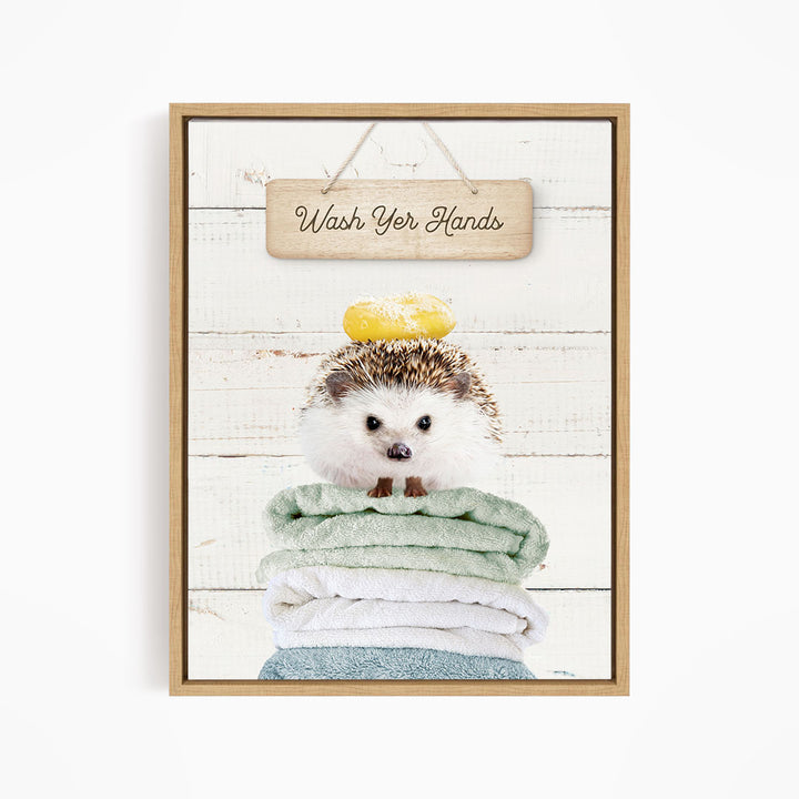 Hedgehog "Wash yer hands" - Bathroom Shiplap