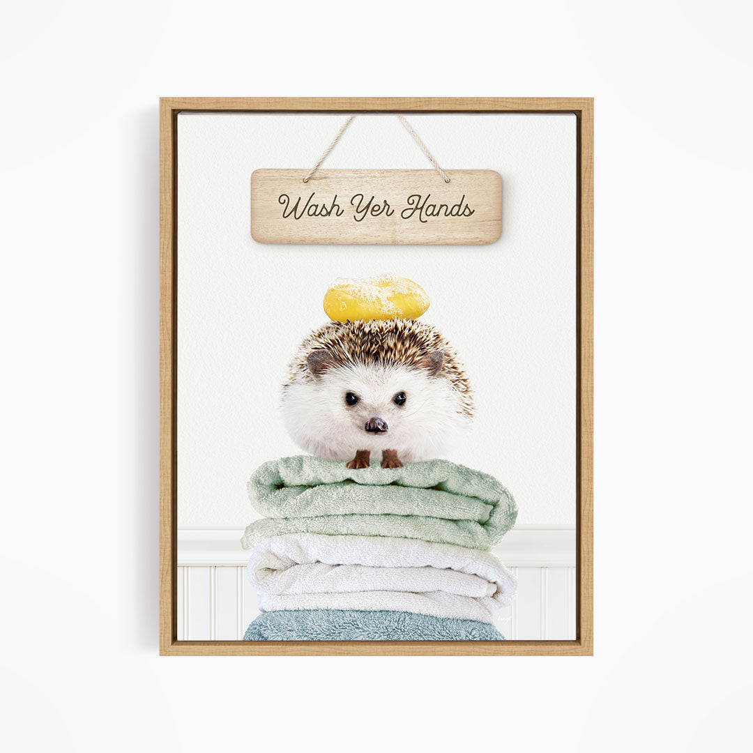 Hedgehog "Wash yer hands" - Bathroom Cottage White