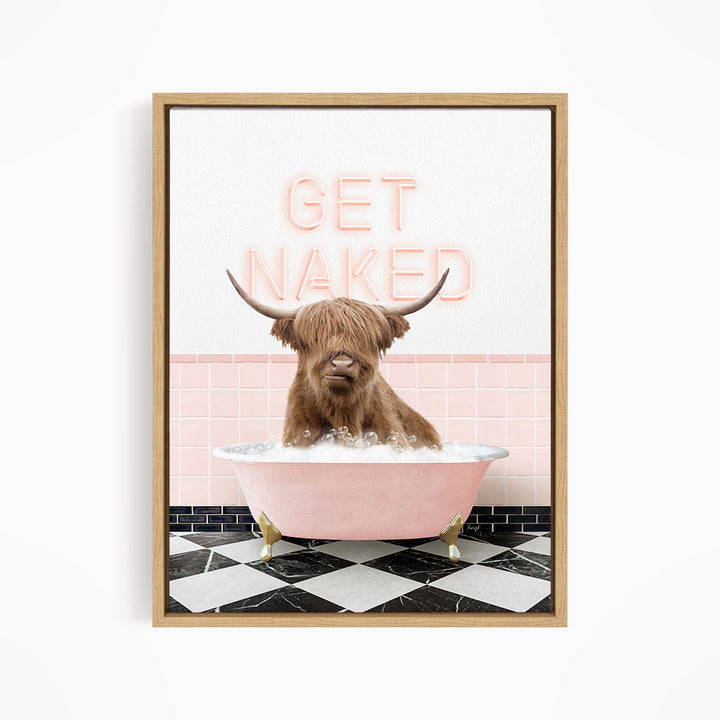 Highland Cow in Pink Get Naked Bath