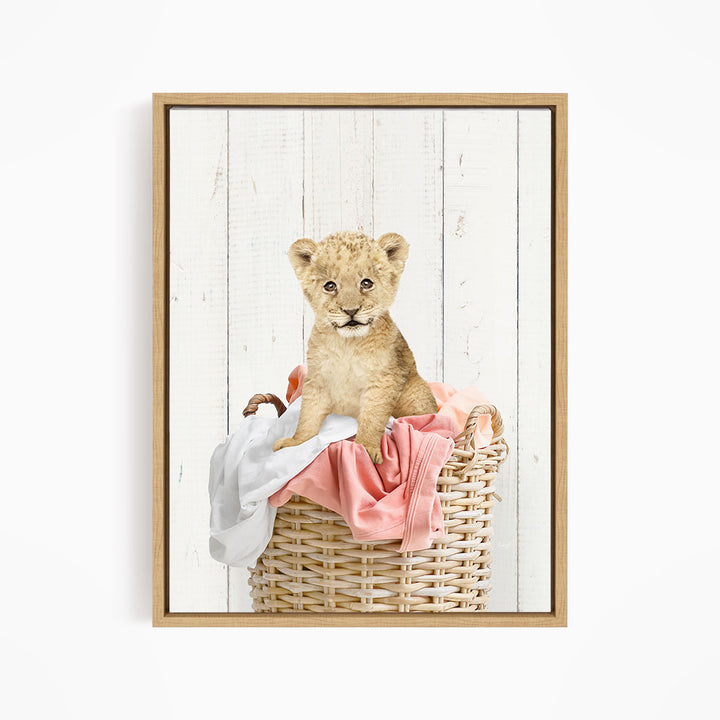 Lion Cub in Laundry Basket - Farmhouse Wall