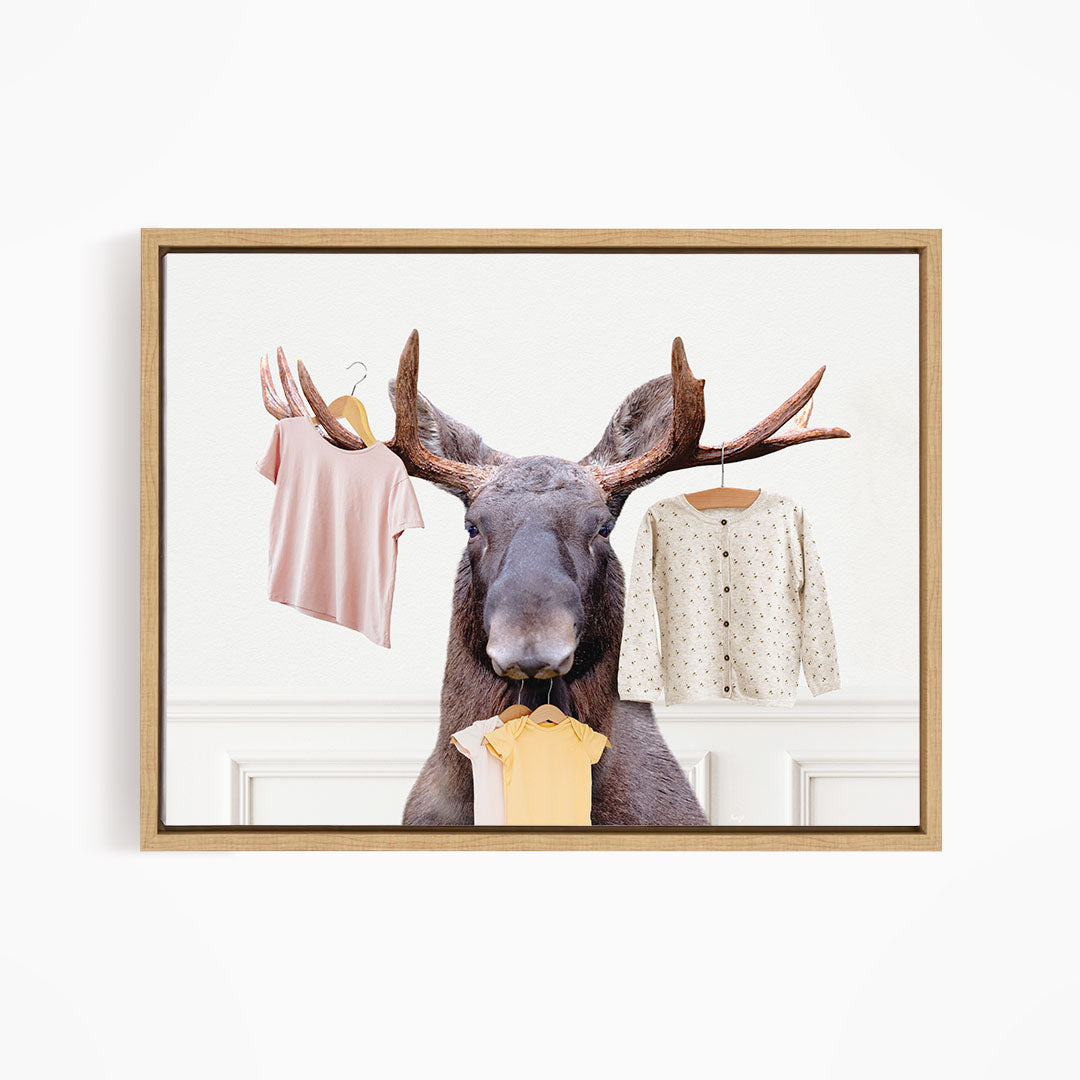 Moose with Clothes Hangers - Simple White Wall