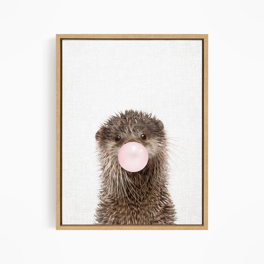 Baby Otter Blowing Pink Bubble Gum