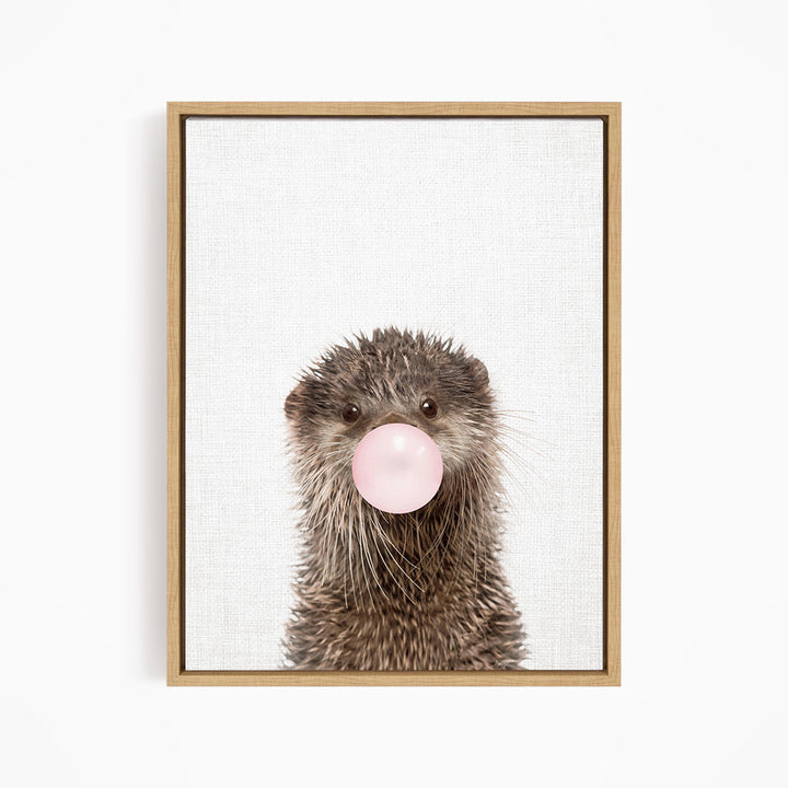 Baby Otter Blowing Pink Bubble Gum