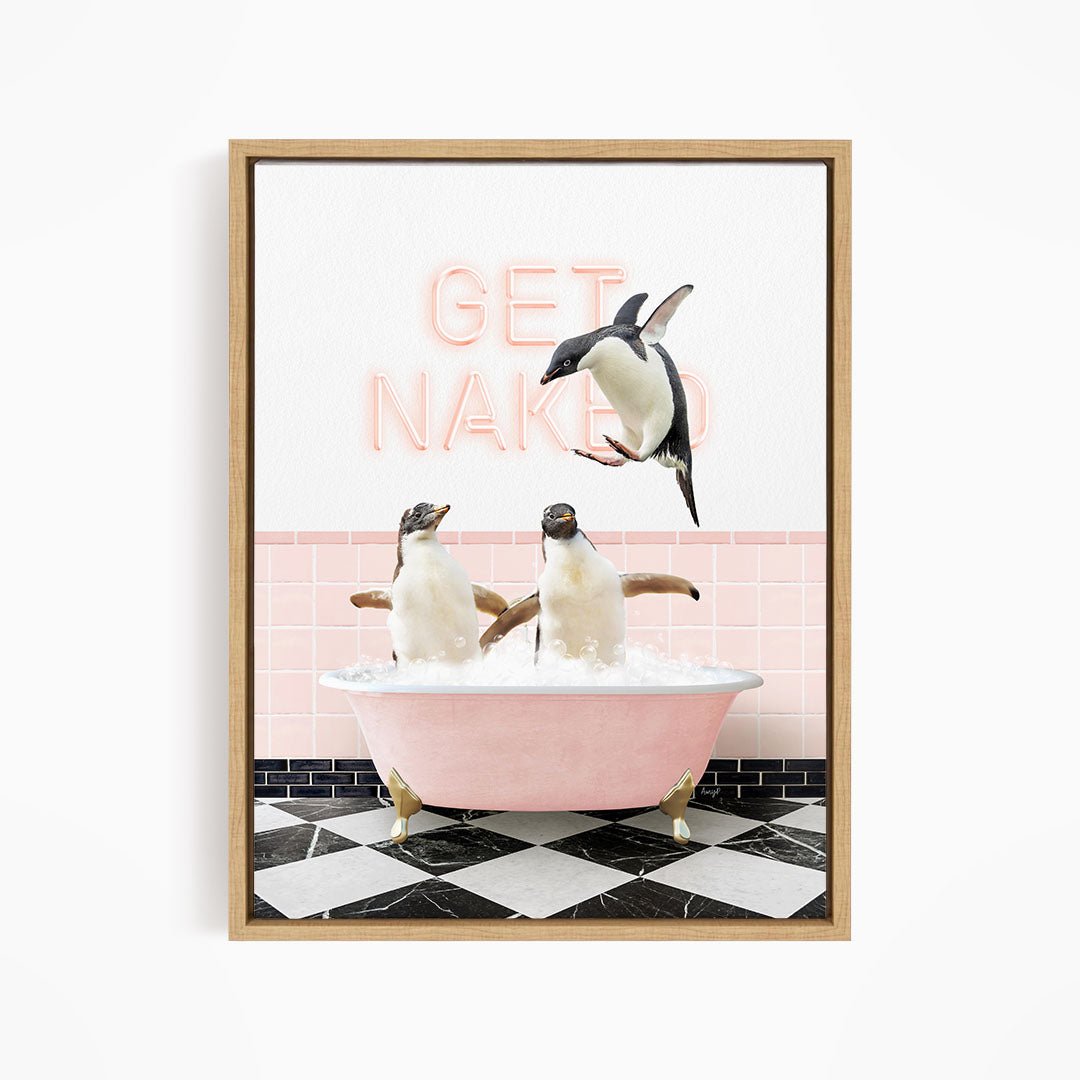 Penguins in Pink Get Naked Bath