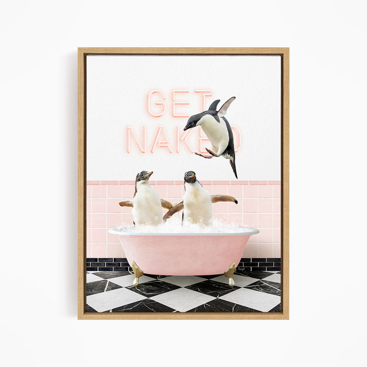 Penguins in Pink Get Naked Bath