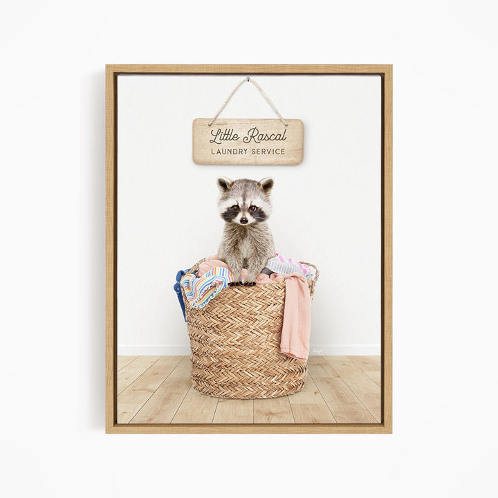 Raccoon in Laundry Basket - Scandi Floor
