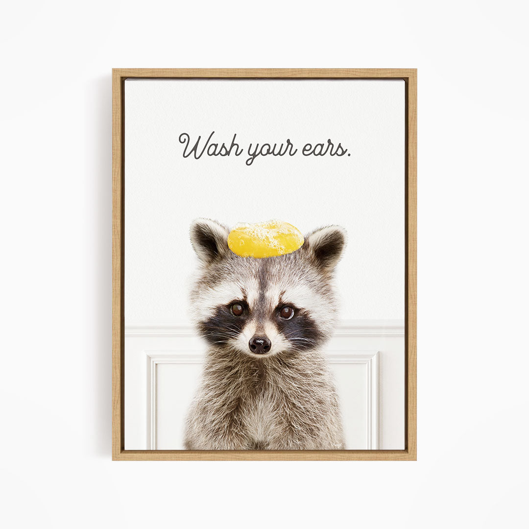 Raccoon "Wash yer face" - Bathroom Simple White