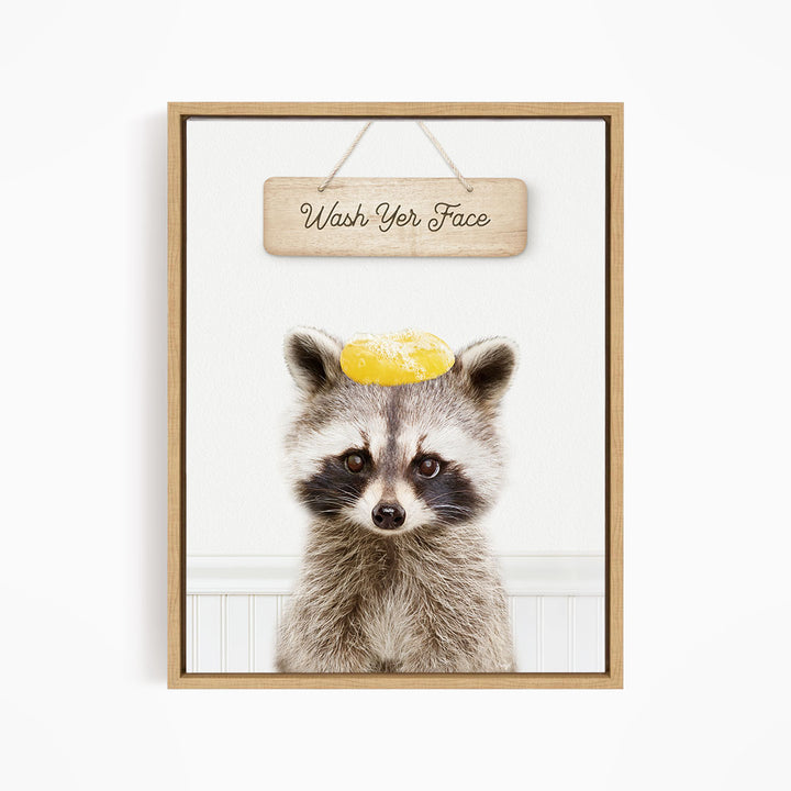 Raccoon "Wash yer face" - Bathroom Cottage White