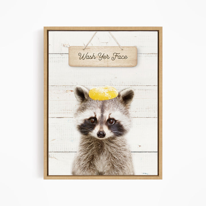 Raccoon "Wash yer face" - Bathroom Shiplap