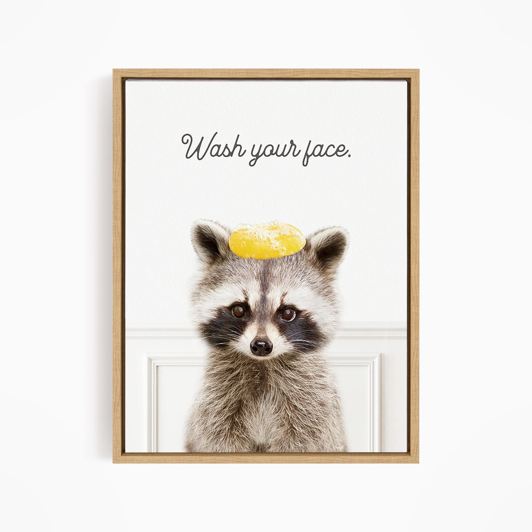 Raccoon "Wash yer face" - Bathroom Simple White