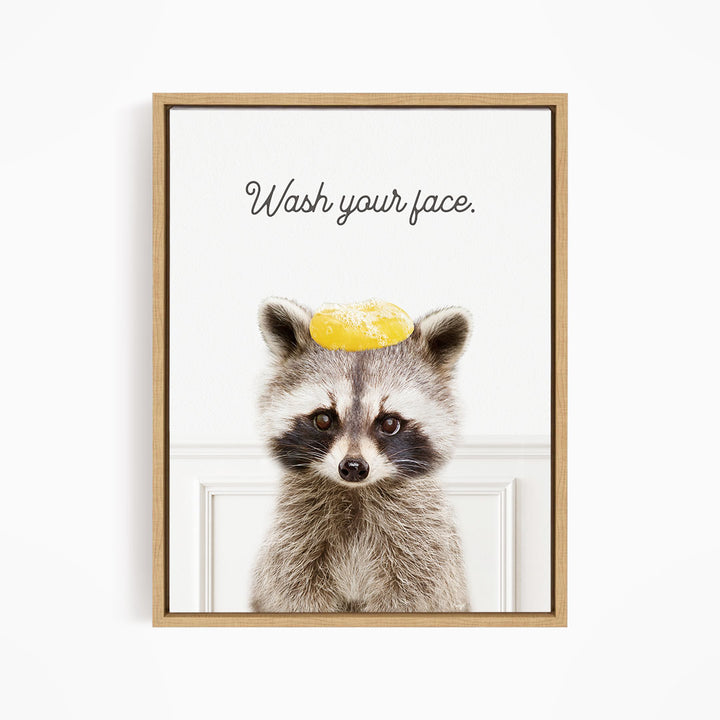 Raccoon "Wash yer face" - Bathroom Simple White