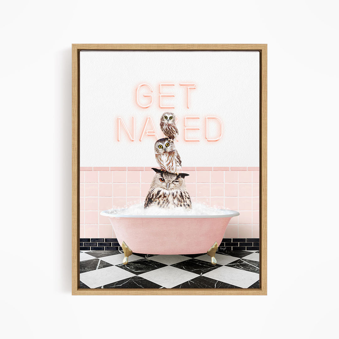 Stacked Owls in Pink Get Naked Bath