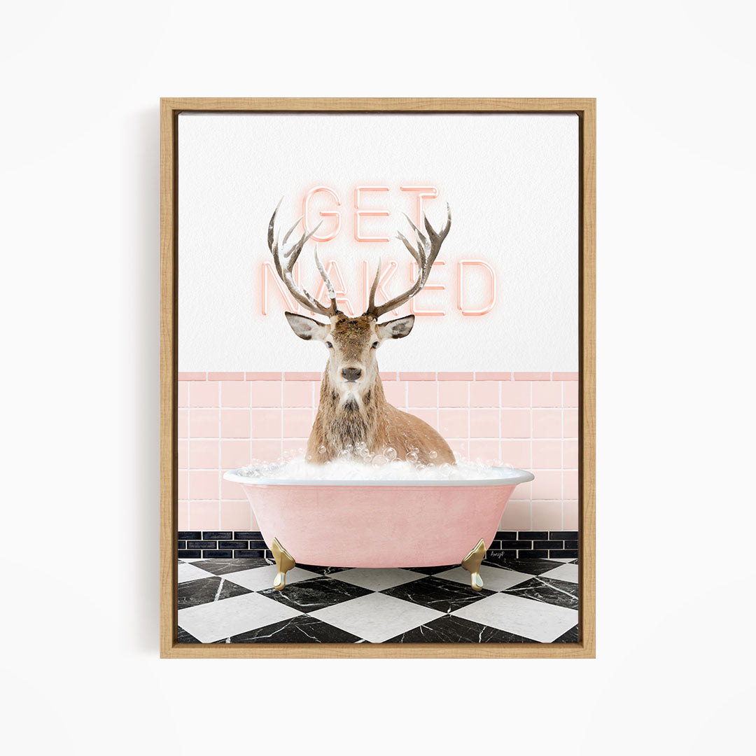 Male Deer in Pink Get Naked Bath