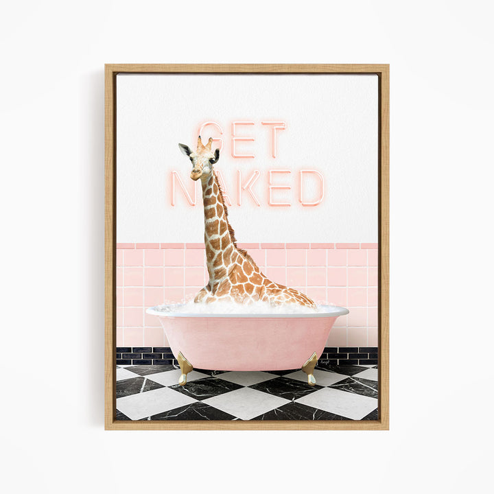 Tall Giraffe in Pink Get Naked Bath