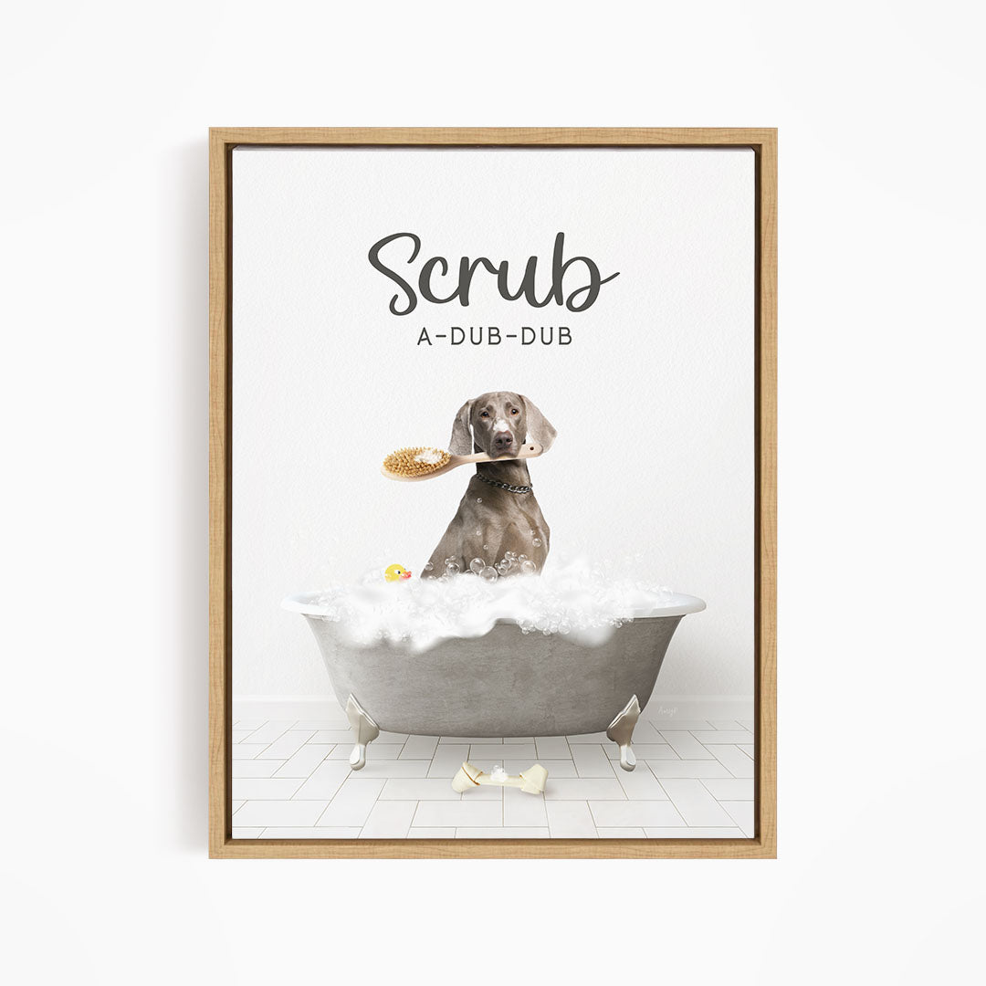 Weimaraner Scrub A-Dub-Dub in Simple Gray Bath