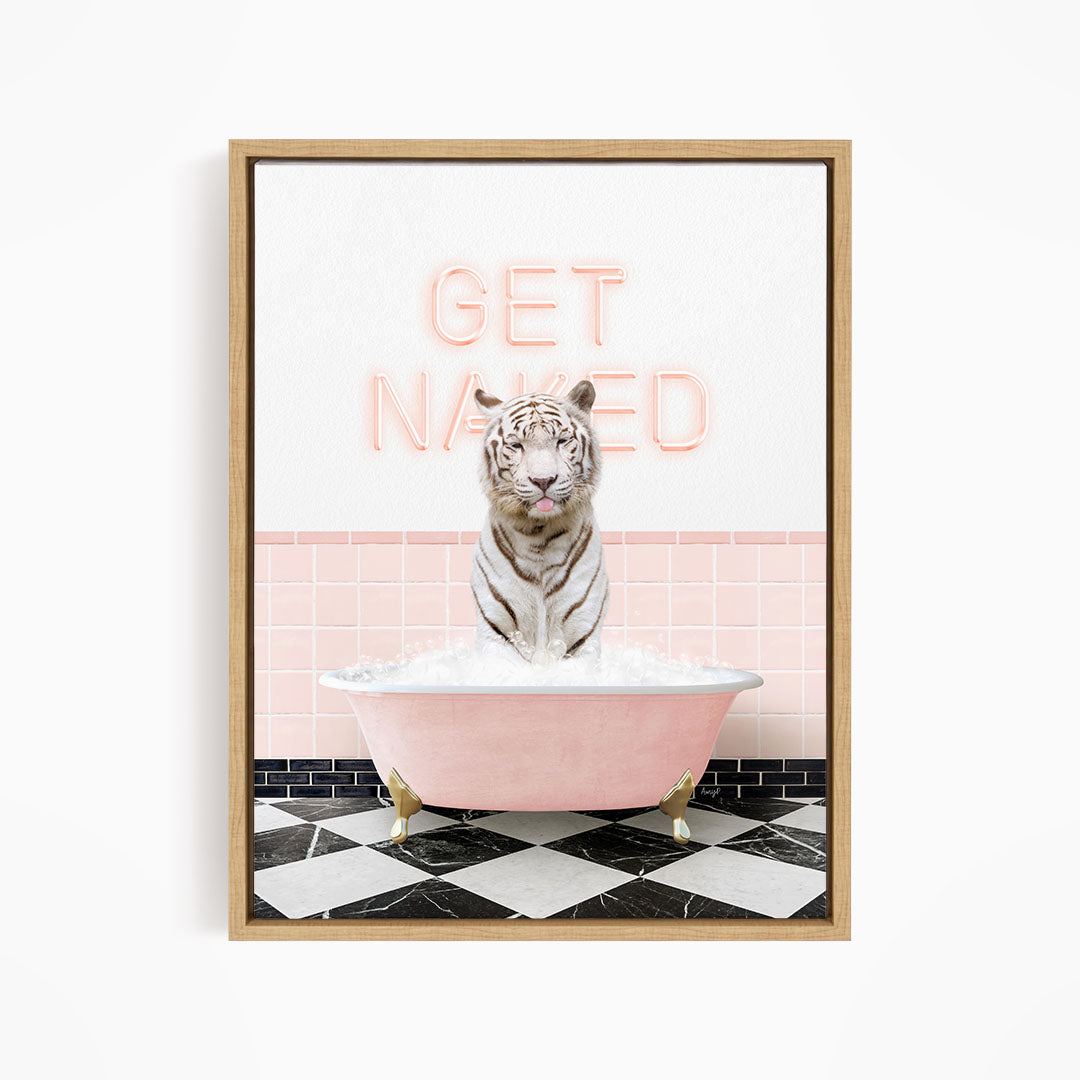 White Tiger in Pink Get Naked Bath