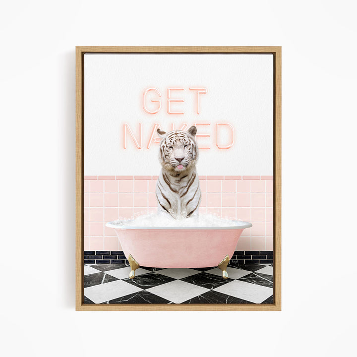 White Tiger in Pink Get Naked Bath