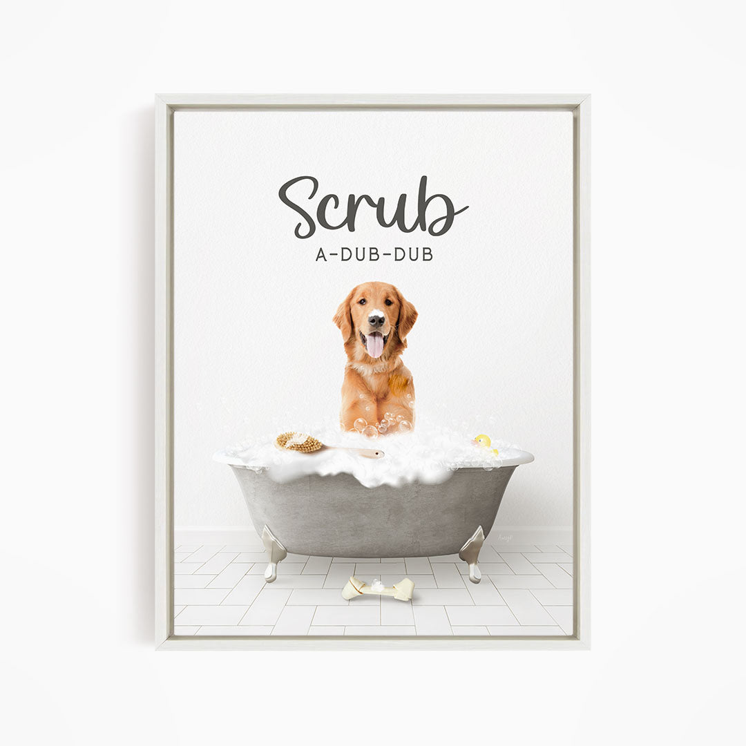 Amber Retriever Scrub A-Dub-Dub in Simple Gray Bath