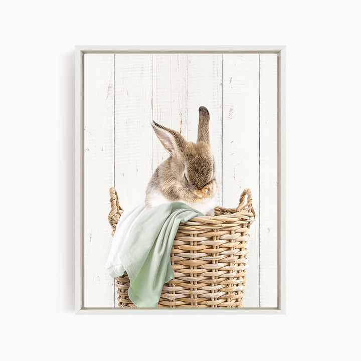 Bashful Bunny in Laundry Basket - Farmhouse Wall