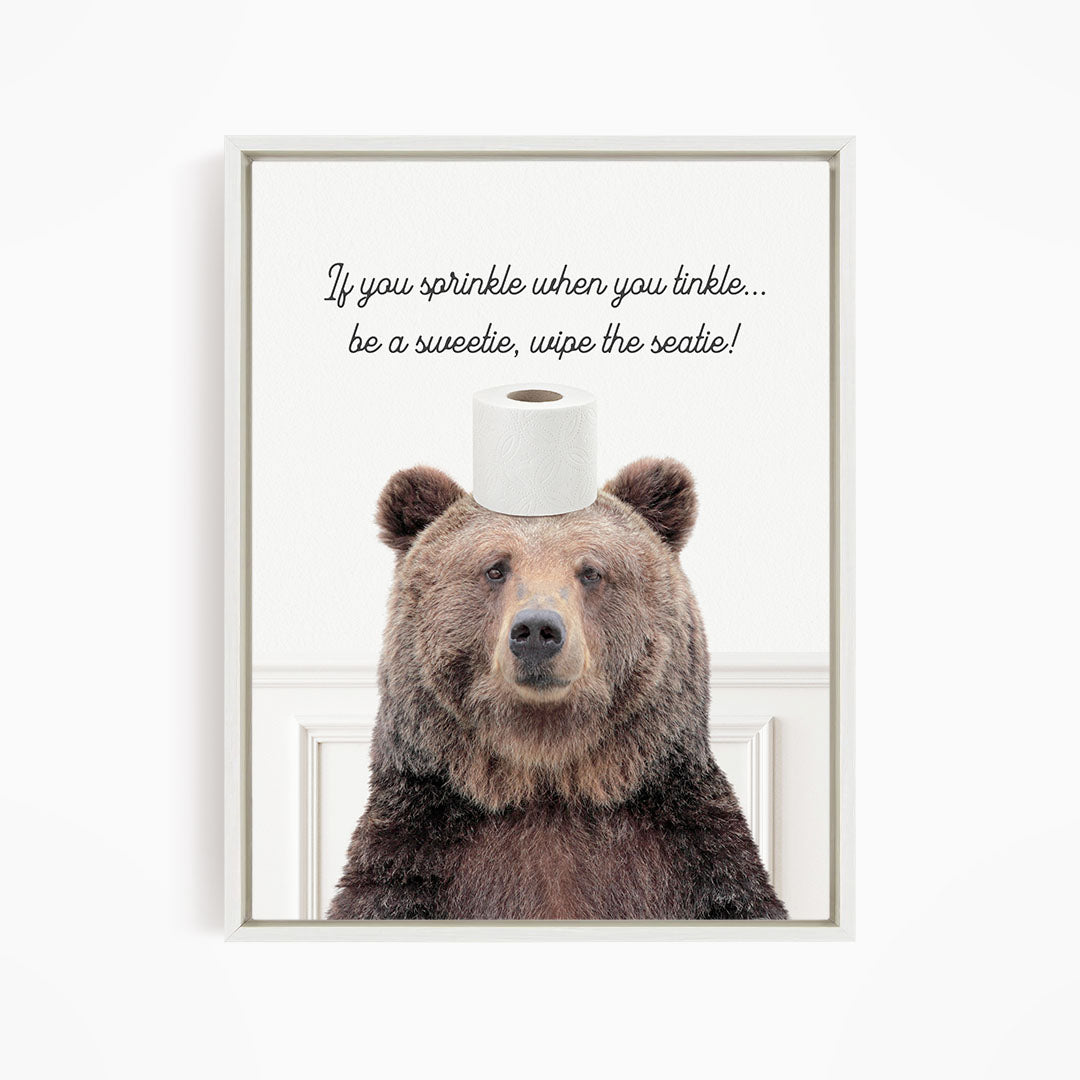 Bear "If you sprinkle when you tinkle..." - Bathroom Simple White