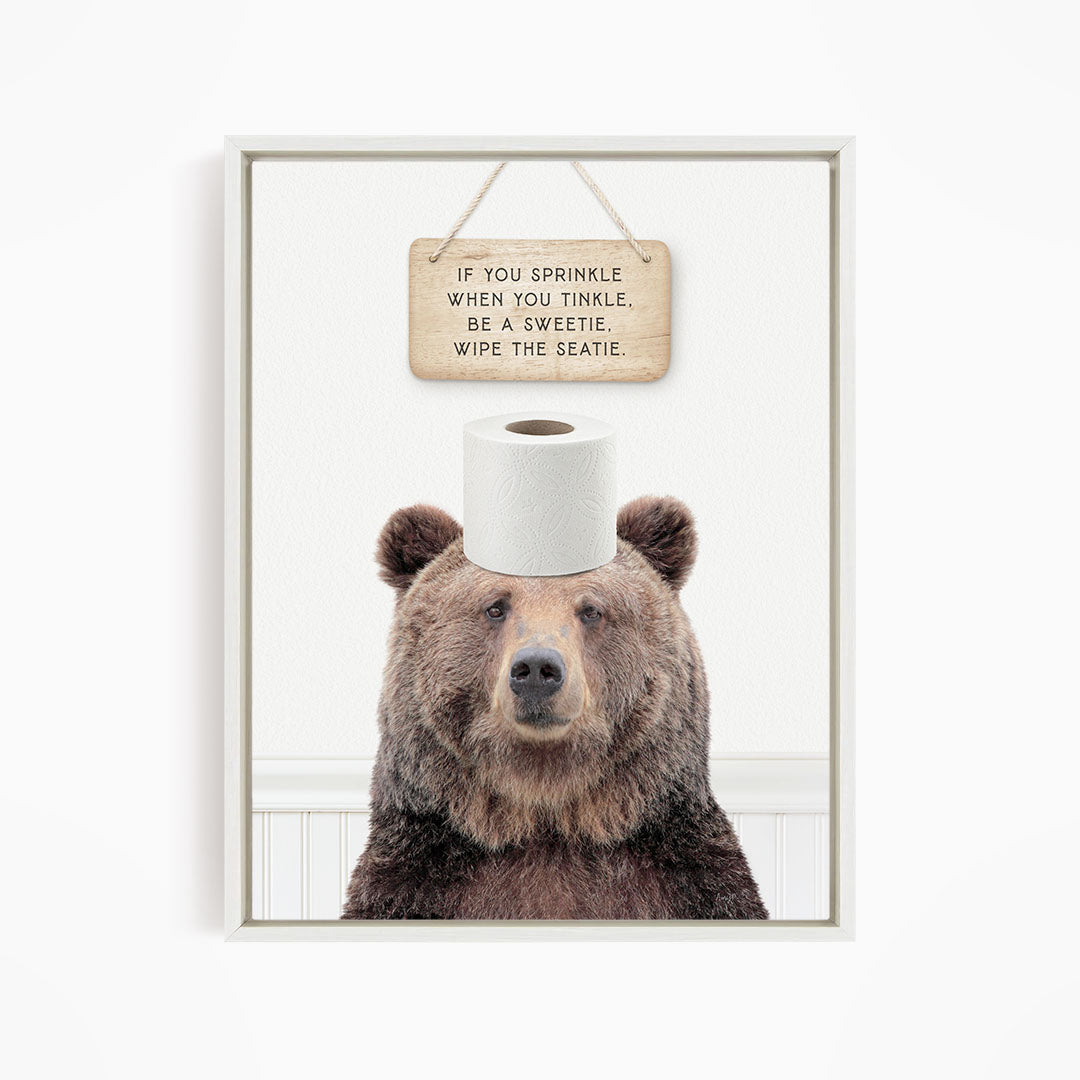 Bear "If you sprinkle when you tinkle..." - Bathroom Cottage White