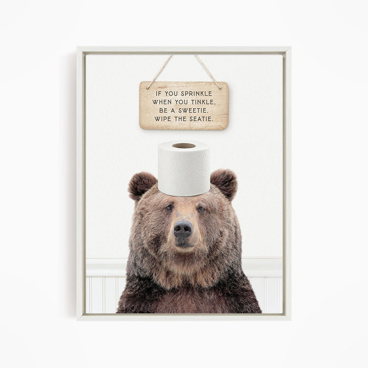 Bear "If you sprinkle when you tinkle..." - Bathroom Cottage White