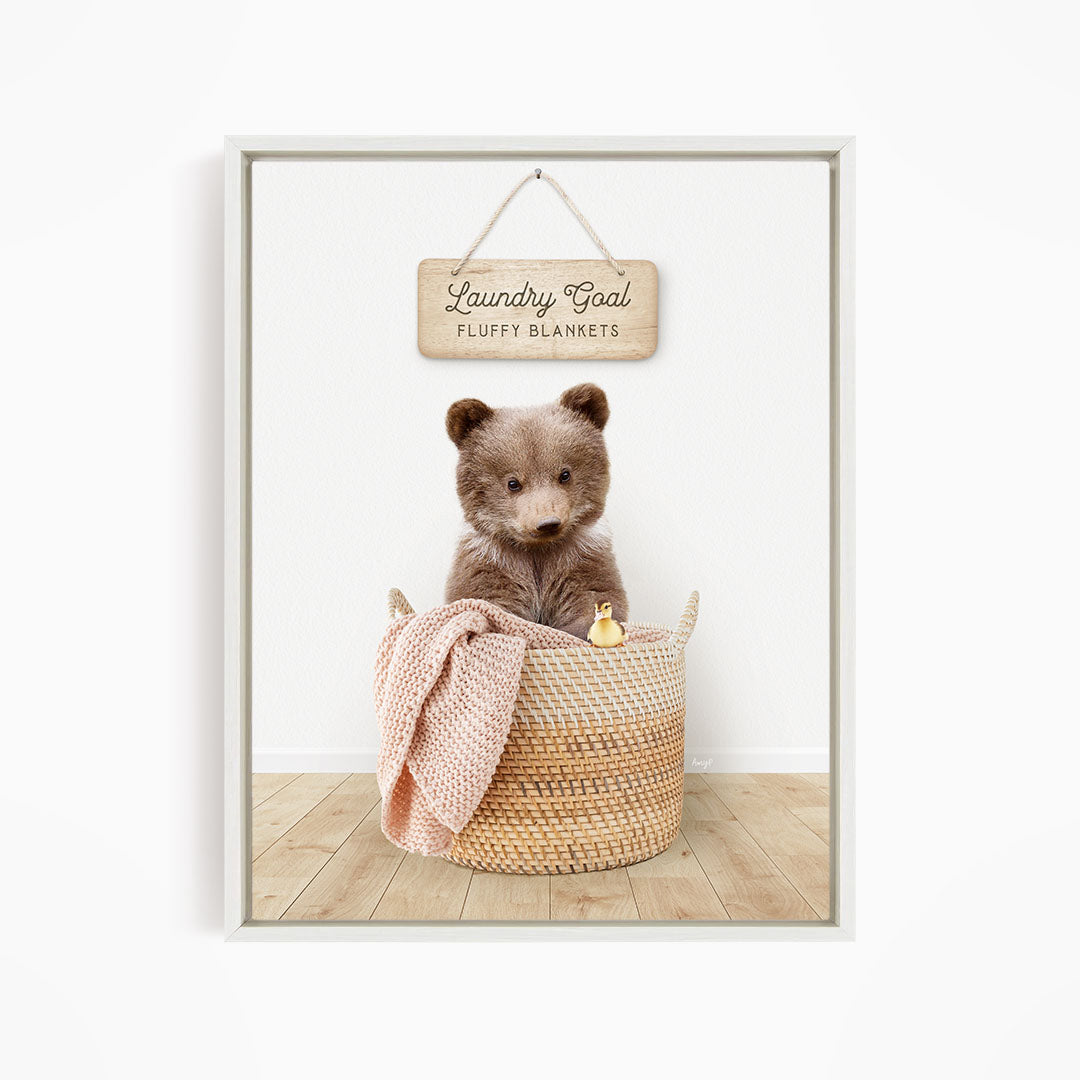 Bear Cub in Laundry Basket - Scandi Floor