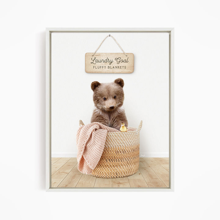 Bear Cub in Laundry Basket - Scandi Floor