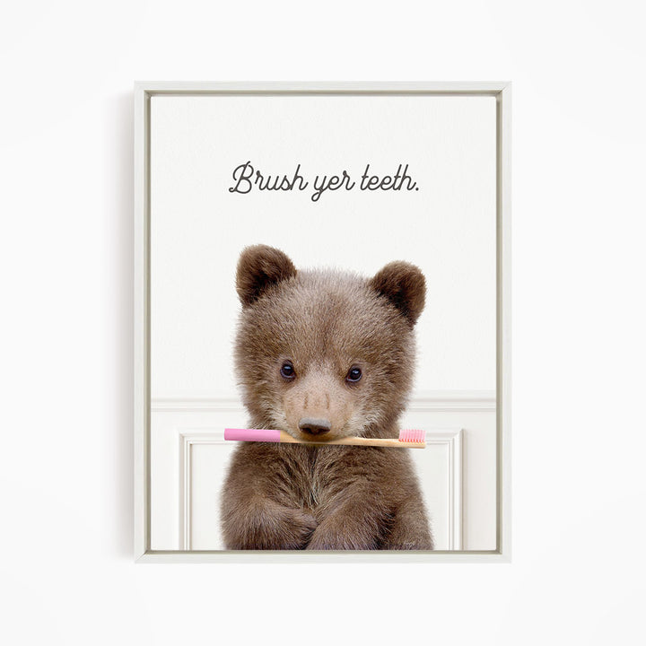 Bear Cub "Brush yer teeth" - Bathroom Simple White