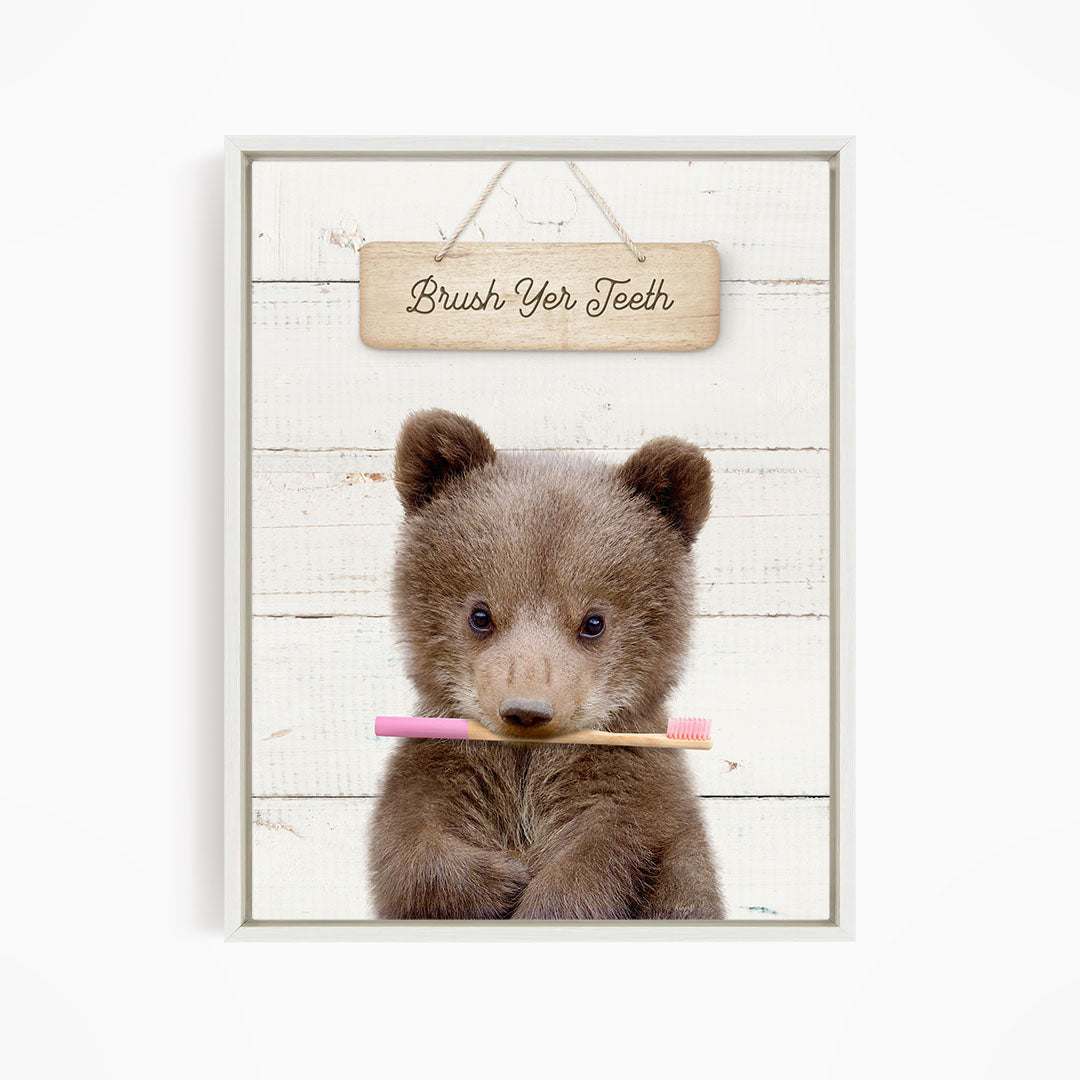 Bear Cub "Brush yer teeth" - Bathroom Shiplap