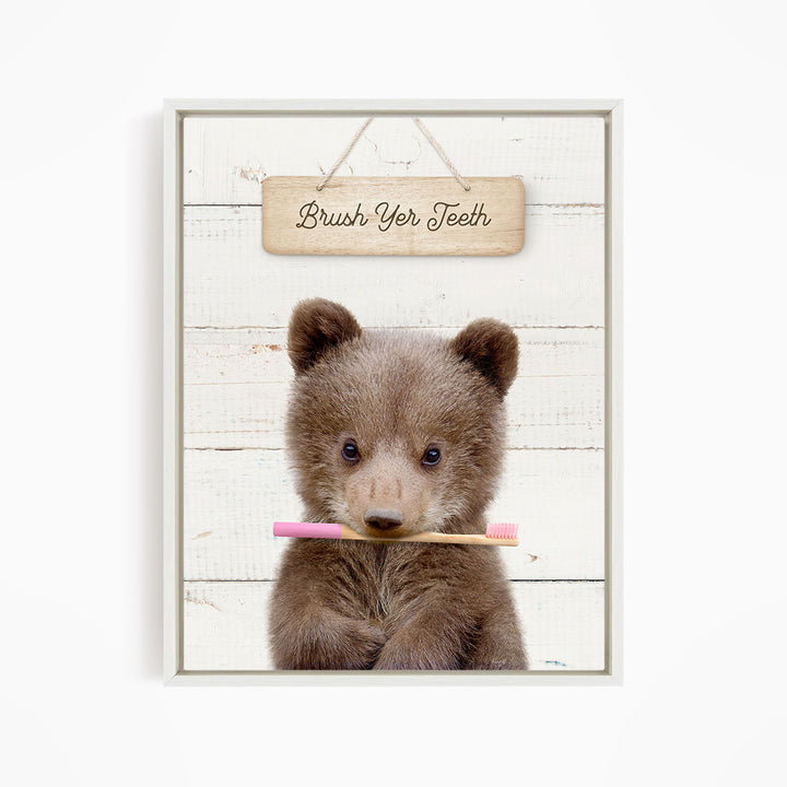 Bear Cub "Brush yer teeth" - Bathroom Shiplap