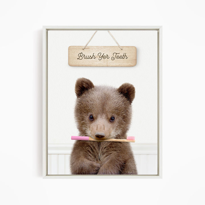 Bear Cub "Brush yer teeth" - Bathroom Cottage White